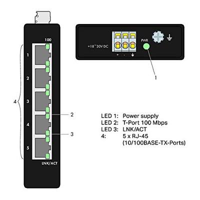Wago 852-111 netwerkschakelaar, snel ethernet (10/100), zwart