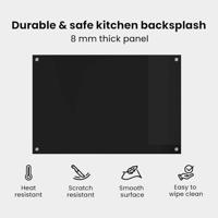 VidaXL Keuken achterwand zwart 90 x 60 cm gehard glas - thumbnail