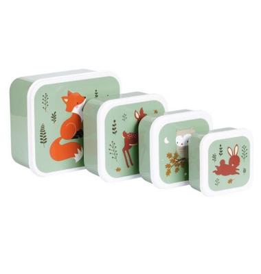 Set van 4 lunchboxen voor kinderen AMIS DE LA FORÊT A Little Lovely Company mintgroen - thumbnail
