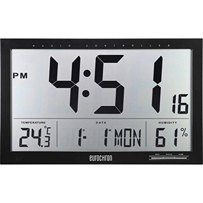 Eurochron EFWU Jumbo 100 Wandklok Zendergestuurd 37 cm x 23 cm x 3 cm Zwart Eurochron EFWU Jumbo 100 Wandklok Zendergestuurd 37 cm x 23 cm x 3 cm Zwart