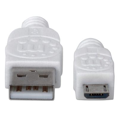 Manhattan 323987 USB-kabel USB 2.0 USB-A stekker, USB-micro-B stekker 1.00 m Wit UL gecertificeerd