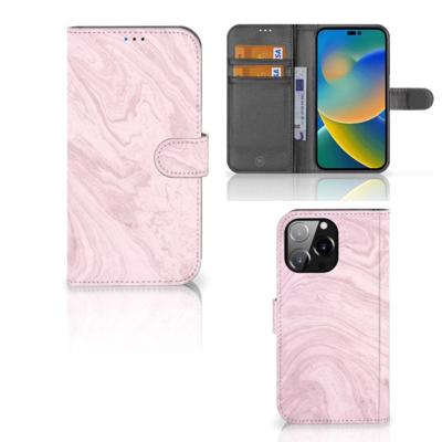iPhone 14 Pro Max | Bookcase | Marble Pink - Origineel Cadeau Vriendin