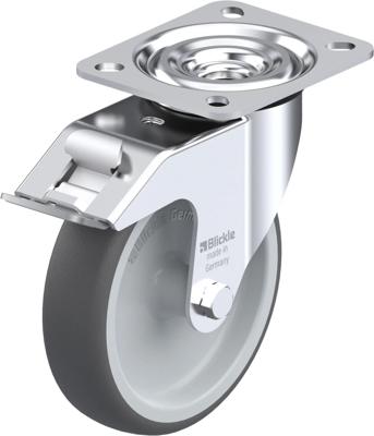 Blickle L-PATH 125G-FI Zwenkwiel met rem Wieldiameter: 125 mm Draagvermogen (max.): 250 kg 1 stuk(s)