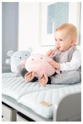 Verschoonmatje - ROBA - Benny Bear gezicht - 85 x 75 cm - Lichtblauw