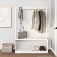 Kledingrek schoenenkast 113x40x157,5 cm massief grenenhout wit - thumbnail