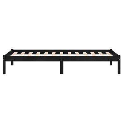 Bedframe massief hout zwart 75x190 cm