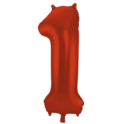 Folieballon Rood Metallic Mat Cijfer 1 - 86 cm