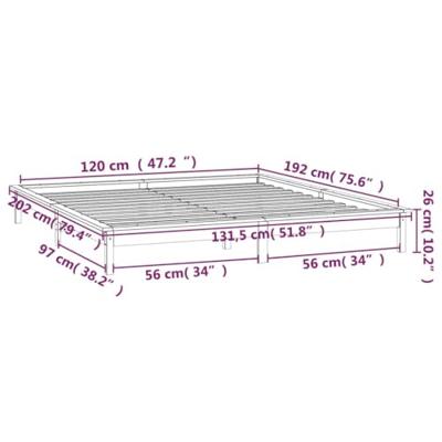 Bedframe LED massief hout zwart 120x190 cm