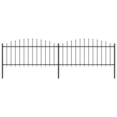 Tuinhek met speren bovenkant (0,5-0,75)x3,4 m staal zwart