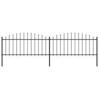 Tuinhek met speren bovenkant (0,5-0,75)x3,4 m staal zwart - thumbnail