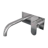 Chrome Edition inbouw wastafelmengkraan met gebogen uitloop en afdekplaat - Model C1 chroom - thumbnail