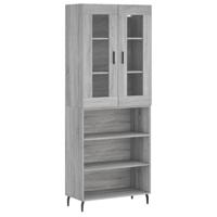 Hoge kast 69,5x34x180 cm bewerkt hout grijs sonoma eikenkleurig - thumbnail