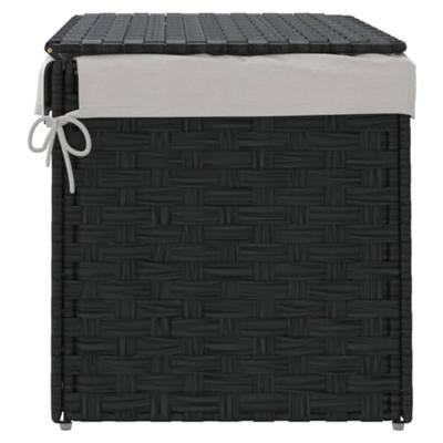 VidaXL Wasmand met deksel 55,5x35x34 cm poly rattan zwart VidaXL Wasmand met deksel 55,5x35x34 cm poly rattan zwart