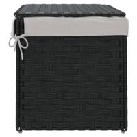 VidaXL Wasmand met deksel 55,5x35x34 cm poly rattan zwart - thumbnail
