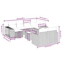 10-delige Loungeset met kussens poly rattan zwart - thumbnail