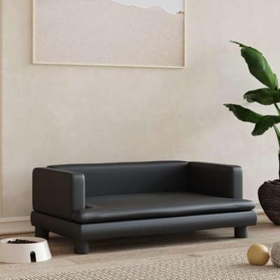 vidaXL Hondenmand 80x45x30 cm kunstleer zwart, hondenbank, hondenbed, dierenmand, huisdierenbank, huisdierenmand, dierenbed, huisdierenbed