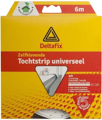 Tochtstrip univ 9x7mm wit 6m Deltafix - Deltafix Tochtstrip univ 9x7mm wit 6m Deltafix - Deltafix