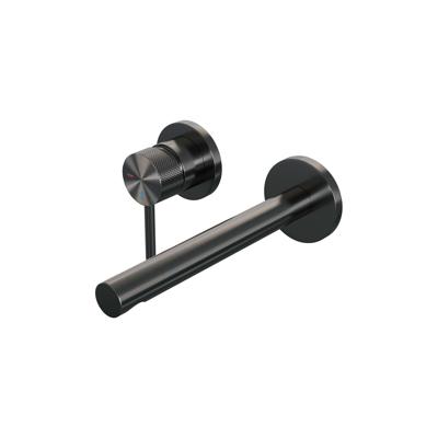 Gunmetal Carving inbouw wastafelmengkraan met rechte uitloop | Model A2 | Rozetten gunmetal geborsteld PVD