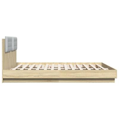 Bedframe met hoofdbord en LED sonoma eikenkleurig 160x200 cm - thumbnail