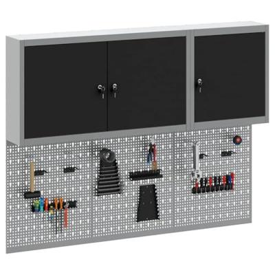 VidaXL Gereedschapskast set met plank 5 pcs zwart gepoedercoat staal