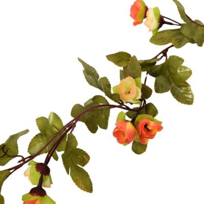 VidaXL Kerstslingers met bloemen 6 st 215 cm zonsopgang rood