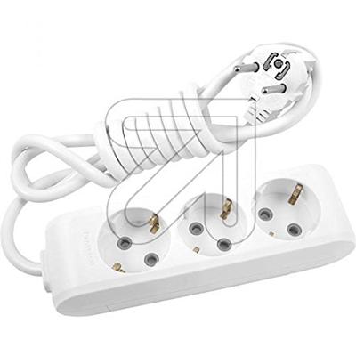 Panasonic stopcontact 3 voudig wit met 2 meter snoer ophang mogelijkheid en haak ophanging