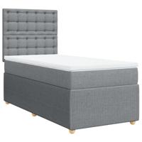 Boxspring met matras stof lichtgrijs 80x200 cm - thumbnail
