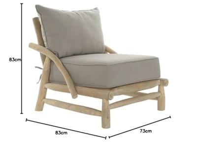 Armstoel DKD Home Decor Natuurlijk Lichtgrijs Teakboom 82 x 80 x 73 cm