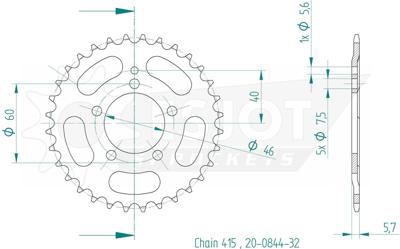 ESJOT achtertandwiel "0844" chain wheel 415 32z steel black
