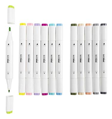 Creativ Company Tekenstift, lijndikte 1+8 mm, pastelkleuren, 12 stuk/ 1 doos