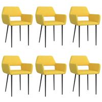 vidaXL Eetkamerstoelen 6 st stof geel - thumbnail