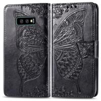 Butterfly Love bloemen reliëf horizontale Flip lederen case voor Galaxy S10e met houder & kaartsleuven & portemonnee & Lanyard (zwart) - thumbnail