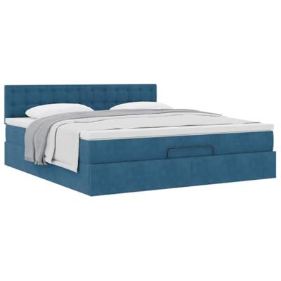 Ottoman bed met matras 180x200 cm fluweel donkerblauw