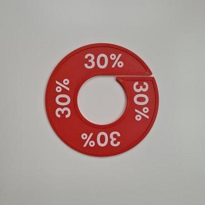 Maatring 9 cm rood/wit 30%