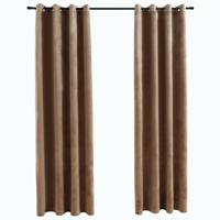 Gordijn verduisterend met ringen 2 st 140x225 cm fluweel beige - thumbnail