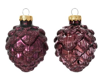 Dennenappel glas d5h7 cm d.mv 6st kerst Decoris - Decoris