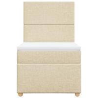 Boxspring met matras stof crèmekleurig 90x190 cm - thumbnail