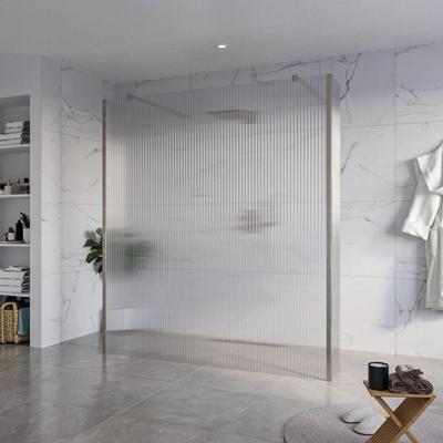 Fortifura Galeria Vrijstaande Inloopdouche - 180x200cm - Helder geribbeld - antikalk - 8mm veiligheidsglas - 2 zijwanden 40cm - wandsteunen en hoekprofielen - Geborsteld Gunmetal PVD SW927771 2x/SW797957/SW797948 2x/SW798732 2x