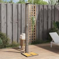 Buitendouche 50x55x224 cm poly rattan en acaciahout grijs - thumbnail