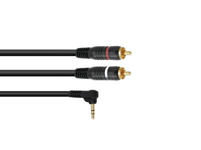 OMNITRONIC Adapter Cable 3.5 Jack 90Â°/2xRCA 3m bk