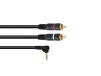 OMNITRONIC Adapter Cable 3.5 Jack 90Â°/2xRCA 3m bk - thumbnail