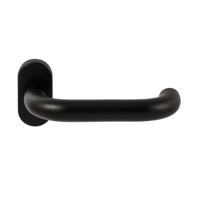 Hardbrass Deurkruk Stockholm op ovaal rozet - zwart - thumbnail