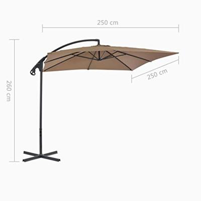 VidaXL Zweefparasol met stalen paal 250x250 cm taupe