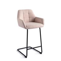 Jesper Home Barkruk 'Noto' Arch Black, kleur Petal Pink (zithoogte 65cm) - thumbnail