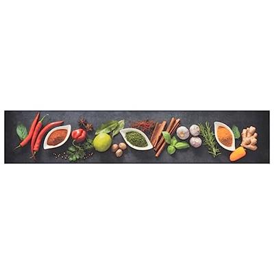 Keukenmat wasbaar kruidenprint 60x300 cm fluweel