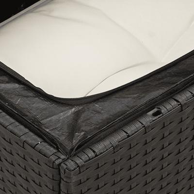 5-delige Loungeset met kussens poly rattan zwart - thumbnail