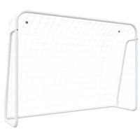 Voetbaldoel met net 214x75x152 cm staal en polyester wit - thumbnail