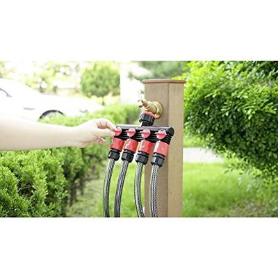 TOOLCRAFT 2302371 Kunststof 4-voudige splitser 26,44 mm (3/4) buitendraad, 33,25 mm (1) buitendraad Waterstop, Met reguleerventiel - thumbnail
