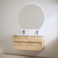 Duo Wastafel 2 Kraangaten met Onderkast Best Design Bora 120 cm Halifax Hout - thumbnail