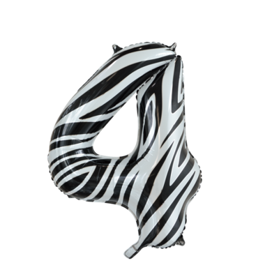 Folieballon Cijfer 4 Zebra (86cm)